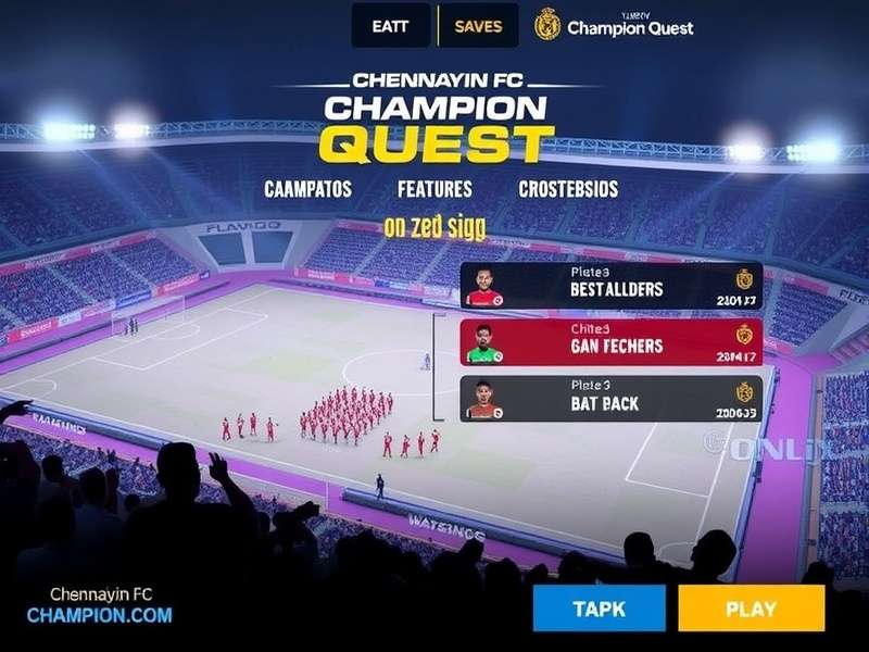 Chennaiyin FC Champion Quest gameplay screenshot showing stadium and players